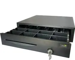 Gaveta SMAK SKG-410L - preta, automática com abertura horizontal e conexão RJ11 para impressora fiscal – Estruturainfo.